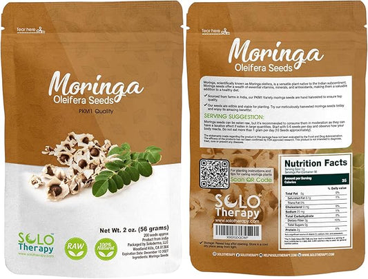 Moringa Seeds | 200 Seeds Approx. | Premium Quality | PKM1 | Edible | Planting | Moringa Oleifera| Malunggay | Semillas De Moringa | Drumstick Tree | Seeds from India (2 oz)