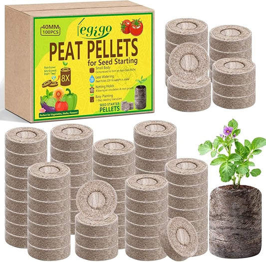Legigo 100 Pcs 40mm Seed Starter Peat Pellets Pods for Seedlings- Compressed Seed Starting Pellets Seed Starter Pods Plugs Soil Peat Pods for Starting Seeds, Garden Planting Herb Flower Vegetables