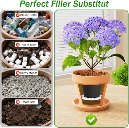 3PCS Round Planter Inserts for Large Tall Pots, 13" Stainless Steel Flower Pot Lift Insert Portable Planter Accessories Circular Plant Risers for Inside Pots with Drainage Hole, Use Less Potting Soil