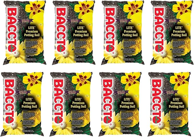 Michigan Peat 1440 Baccto Lite Premium Potting Soil for Indoor Outdoor Gardening, Seed Starting, Propagation, and More, 40 Quart Bag (8 Pack)