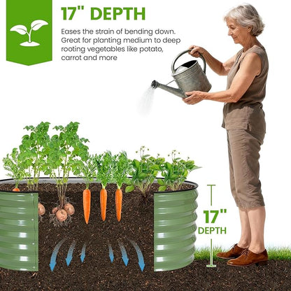 G GOOD GAIN Raised Garden Beds - 4x2x1.4ft Galvanized Planter Boxes Kit with Protective Tape & Gloves & Tools | Oval Metal Outdoor Raised Bed for Gardening Vegetables, Fruits, Flowers, Herbs, Oliver