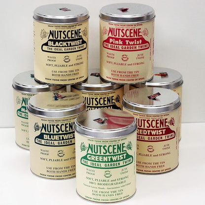 NUTSCENE Iconic Tin (Tin ‘O’ Twine) with Their Heritage Scottish Jute Twine and Hole in Top for Easy Dispensing. 14 Colors to Choose from. 164 Yards. (Black)