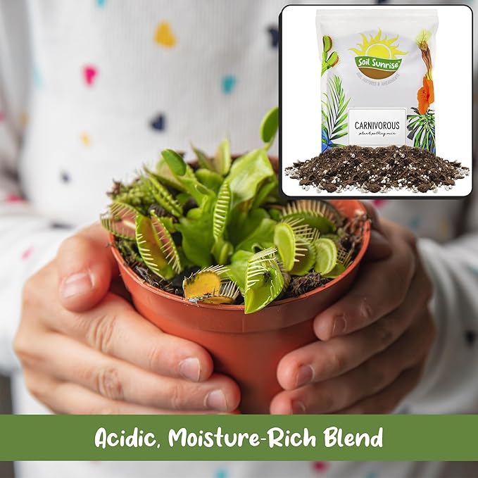 Soil Sunrise Carnivorous Plant Potting Soil Mix (1 Quart) Ideal Additive for Venus Fly Traps, Sundews, and Pitcher Plants