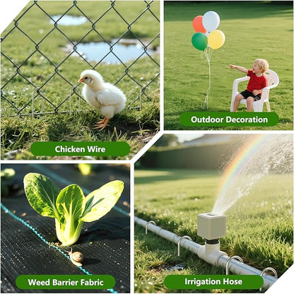 AAGUT 12 Inch Garden Stakes 50 PCS Fence Ground Stake Heavy Duty Yard Landscape Staples Galvanized Tent Spikes 11 Ga Lawn Pins for Dog Fencing, Drip Irrigation Hose, Weed Barrier Fabric, Chicken Wire