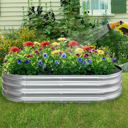 Galvanized Garden Bed Kit for Vegetables/Herbs/Flowers, Outdoor Raised Planter Box, 2PCS 4x2x1 ft