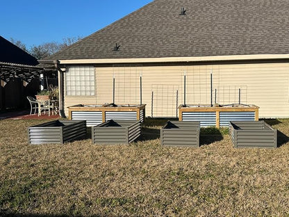 A ANLEOLIFE 6-Pack 4X4X1.5ft & 6X3X1.5ft Deep Root Galvanized Raised Garden Beds Outdoor for Planting Vegetables Flowers Herb, Quartz Grey