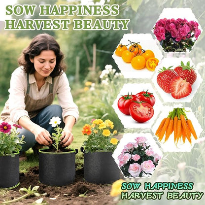 4 Pack 5 Gallon Grow Bags with Handles Garden Vegetable Flower Grow Bags Nonwoven Aeration Fabric Pots for Nursery Garden Planting