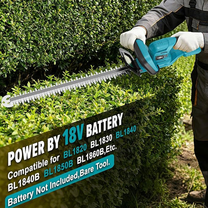 Hedge Trimmer Compatible for Makita 18V Battery，Cordless Electric Hedge Trimmer with 1600RPM Brushless Motor, 22'' Dual-Action Blade with 3/5'' Cutting Capacity (NO Battery)