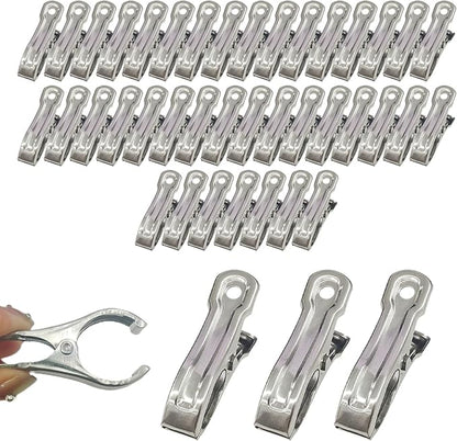 Garden Clips Stainless Steel Greenhouse Clamps Spring Clips for Garden Mesh, Shade Cloth, and Plant Support for Plants, Greenhouse, Outdoor Gardening (40 Pack)