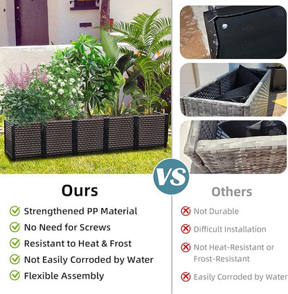 Large Planters for Outdoor Plants - Deepened 20" H, Raised Beds for Gardening Self Watering, Elevated Planter Box with Legs, Rectangular Garden Planters for Outdoor Plants Flowers, 47.2"L x 15.7"W