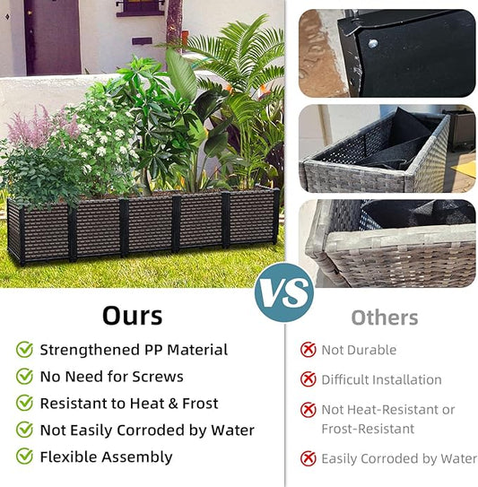 Large Planters for Outdoor Plants - Deepened 20" H, Raised Beds for Gardening Self Watering, Elevated Planter Box with Legs, Rectangular Garden Planters for Outdoor Plants Flowers, 62.9"L x 15.7"W