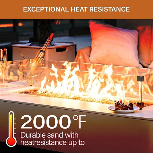 NUPICK 5-10 Mesh Silica Sand for Fire Pit, 20lb Coarse Sand for Fireplaces, Decorative Sand for Gas or Propane, Heatproof Base Layer Under Fire Glass, Lava Rocks, Wood, Garden, Vase Filler, Aquarium