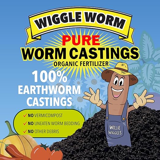 100% Pure Organic Mineral-Dense Worm Castings Fertilizer, 15lbs - Improves Soil Fertility and Aeration for Growing Better Houseplants, Vegetables, and More