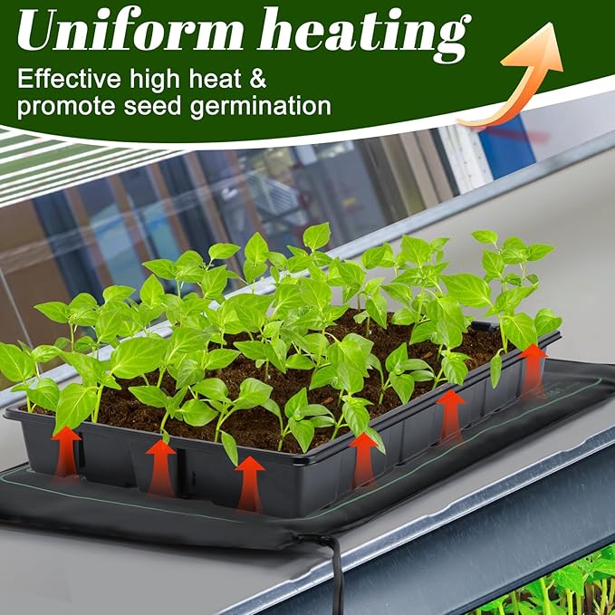 6 PCS Durable Seedling Heat Mat for Plants - 10'' x 20.5'' Bulk Seed Starting Heating Mat for Indoor Grarden Greenhouse, Waterproof Warm Hydroponic Seed Mat for Plant Germination Growth
