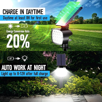 hyrion Solar Spotlight Outdoor Waterproof Ip65 23 LED 3 Lighting Mode 2-in-1 Solar Powred Yard Spot Lights for Garden Tree Law Pathway 8 Pack Cool White