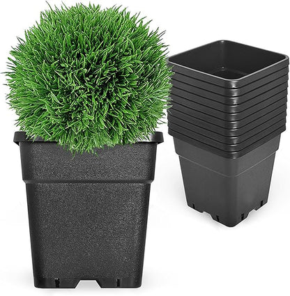 10-Pack 5 Gallon Square Planter Nursery Pots, Flower Plant Container Injection Molded Plastic Nursery Pots Gardening Pots for Indoor Outdoor Vegetables, Succulents, Black