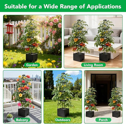 2 Pack Raised Garden Bed Planter Box with Trellis, 57" Self-Watering Tomato Planter with Trellis, Tomato Cage Plant Support for Climbing Plants Vegetable Vine Flowers Patio Outdoor Indoor