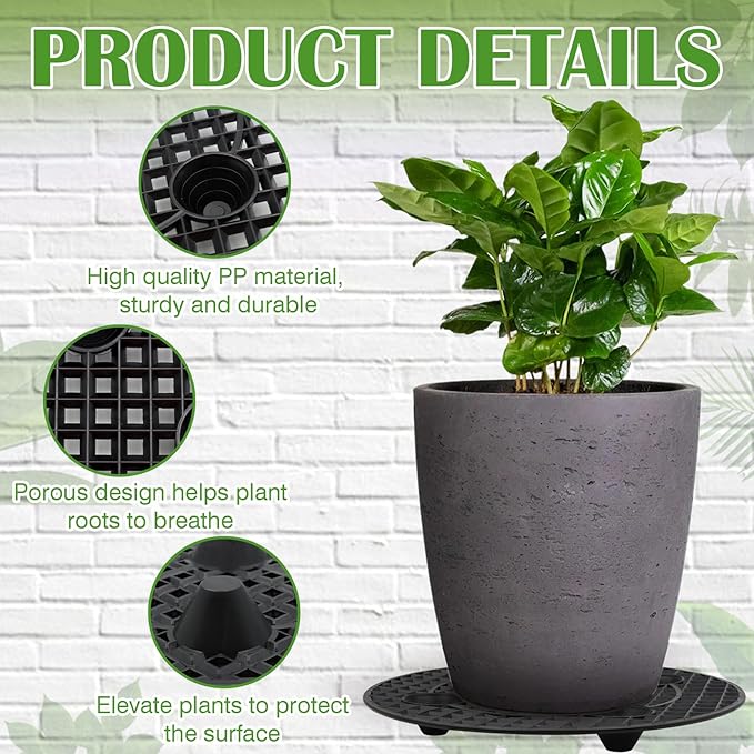 ZYNERY 10 PCS Plant Level Pot Elevator, Planter Stands for Outdoor Plants, Flower Plant Pot Saucers for Patio, Plant Trays for Pots, Pot Stand for Plants Indoor, Plant Risers for Pots Outdoor (7.87in)
