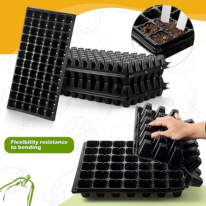 Yinder 20 Pcs Seed Starting Trays with Dome 72 Cells Plug Trays and 1020 Tray No Holes with 100 Pcs Tags Seed Starter Kit for Nursery Germination Plant Propagation