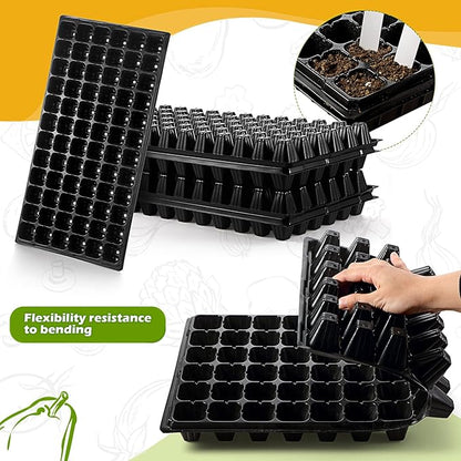 Yinder 20 Pcs Seed Starting Trays with Dome 72 Cells Plug Trays and 1020 Tray No Holes with 100 Pcs Tags Seed Starter Kit for Nursery Germination Plant Propagation