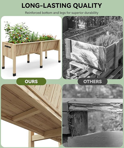 GarveeHome Hooks for 6X2X2.5 ft Raised Garden Bed, Wooden Raised Planter Box Outdoor for Growing Vegetables and Herbs, Depth 13.7 Inch，Planter Raised Beds-Natural