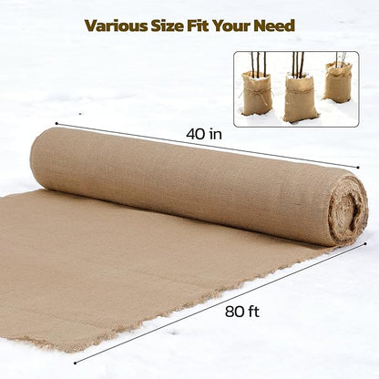 40 Inch x 80 Feet Garden Burlap Fabric - Heavy Duty Burlap Roll, High Density Jute Fabric Natural Burlap for Plant Protection, Weed Barrier, Wedding Decor and DIY Crafts