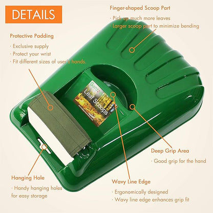 Gardzen Large Leaf Scoop & 12 Tines Gardening Leaf Rake Set, Comes with 72 Gallon Garden Bag