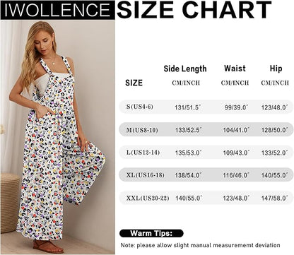 IWOLLENCE Women's Summer Jumpsuits Boho Wide Leg Overalls Casual Loose Rompers with Pockets 2025