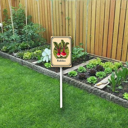 Uptell Vegetable Garden Radishes Yard Sign Label With Stake Plant Markers For Outdoor Plants Waterproof 8x12inch Nursery Garden Outdoor Sign