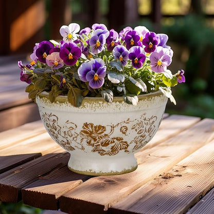 Vintage Ice Crackle Grazd Ceramic Flower Pot with Drainage Holes, 4.33 Inch Rustic Planter for Indoor Plants, Outdoor Garden, Farmhouse Gift Tuscan Decor (Red)