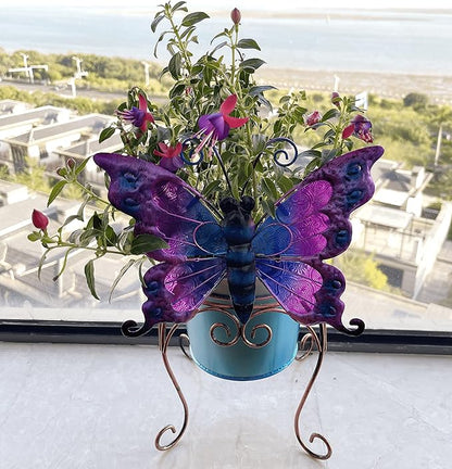 coolboy Metal Animal Plant Pot,Succulent Flower Pot,Fun Metal Planter,Colorful Butterfly Flowerpot,Decorative Modern Indoor Planter Flower Pots or Outdoor Flower Pot Decoration