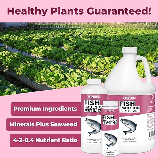 Fish Emulsion Fertilizer – Liquid Organic Fish Emulsion Fertilizer for Plants & Vegetables, 8 oz