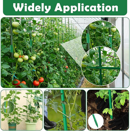 Cludoo 208PCS Garden Stakes Set with 60 Sets Fiberglass Plant Stakes Sticks Supports and Accessories, DIY 4ft 5ft 6ft 7ft Tomato Stakes for Tomato,Vegetables, Pepper, Fences Indoor Outdoor Plants