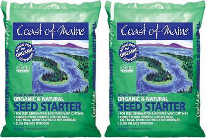 Coast of Maine Organic & Natural Sprout Island Blend Seed Starter - Seed Germination & Root Plant Cuttings w/Composted Manure, Mycorrhizae, Worm Castings & Kelp - Enhanced Drainage (16 Qt)