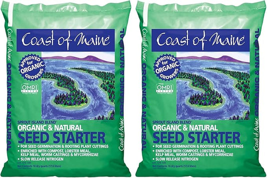 Coast of Maine Organic & Natural Sprout Island Blend Seed Starter - Seed Germination & Root Plant Cuttings w/Composted Manure, Mycorrhizae, Worm Castings & Kelp - Enhanced Drainage (16 Qt)
