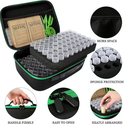 120 Slots Seed Storage Organizer Box, with 20 Seed Envelopes and Small Tool, Sturdy Seeds Saving Seed Bank Container Kit (Seeds not Included)