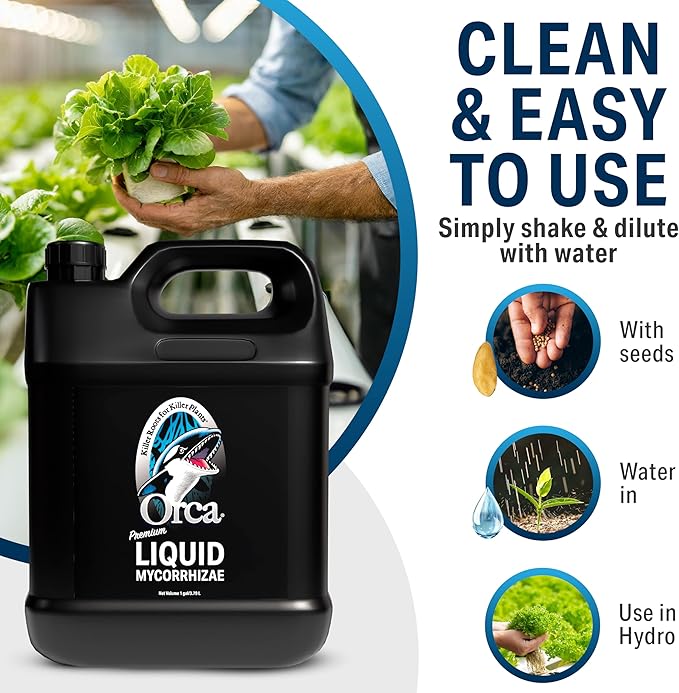 32 oz Orca Liquid Mycorrhizae for Plants - Mycorrhizal Fungi Root Stimulator and Booster - Enhance Plant Success with Microbes for Soil
