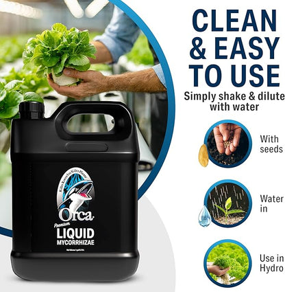 32 oz Orca Liquid Mycorrhizae for Plants - Mycorrhizal Fungi Root Stimulator and Booster - Enhance Plant Success with Microbes for Soil