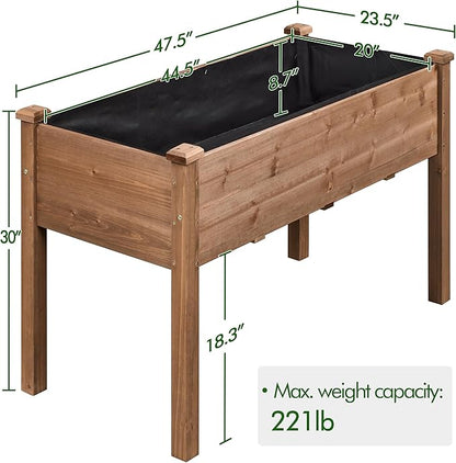 Topeakmart Wooden Garden Planter Boxes 48 X 23 X 30in Elevated Raised Garden Bed Outdoor with Legs Wooden Gardening Box for Flower/Vegetable/Herb/Tomato/Backyard/Patio, 2pcs