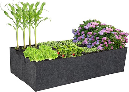 8 Grids Fabric Raised Garden Beds, 4x2x1ft Thickened 400G Square Fabric Grow Bags with Handles,Indoor Outdoor Fabric Plant Pots Planter for Vegetables, Herbs, Flowers