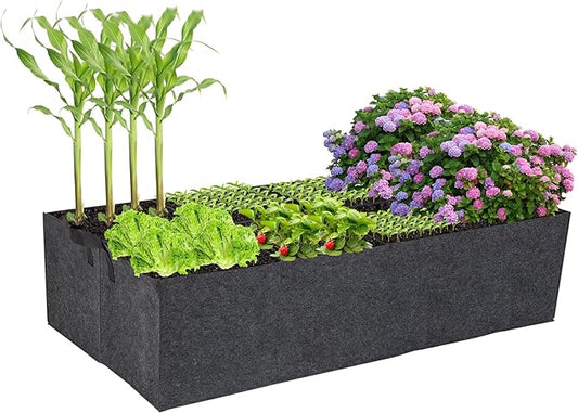 8 Grids Fabric Raised Garden Beds, 4x2x1ft Thickened 400G Square Fabric Grow Bags with Handles,Indoor Outdoor Fabric Plant Pots Planter for Vegetables, Herbs, Flowers