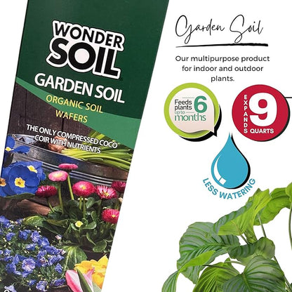 Wonder Soil | 18 Wafers | 1 Wafer Fills an 8" Pot | Ready to Plant Organic Potting Soil Loaded with Nutrients | 18 Wafers Expand to 9 Quarts of Indoor Outdoor Soil | Incl Worm Castings, Perlite