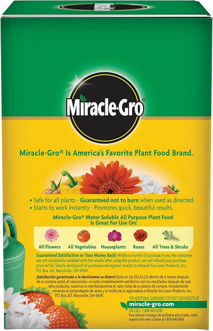 Miracle-Gro Water Soluble All Purpose Plant Food - Fertilizer For All Indoor or Outdoor Plants including Roses, Flowers, Vegetables, Houseplants, Trees, and Shrubs, 1.5 lbs.