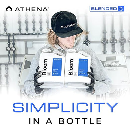 Athena Blended Bloom A&B | 2-Part Flowering Liquid Fertilizer for Hydroponics & Soil | Bloom Booster Plant Food | NPK A 4-0-5 | B 0.7-6-5 | 1 Gallon