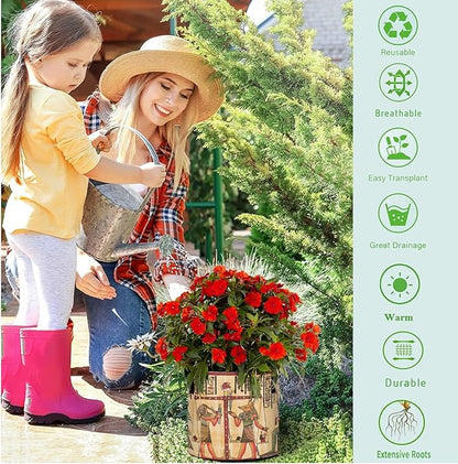 10 Gallon Antique Egyptian Papyrus Heavy Duty Grow Bag Containers Breathable Planter Pot with Handles for Potato Tomato Fruits Vegetables Flowers