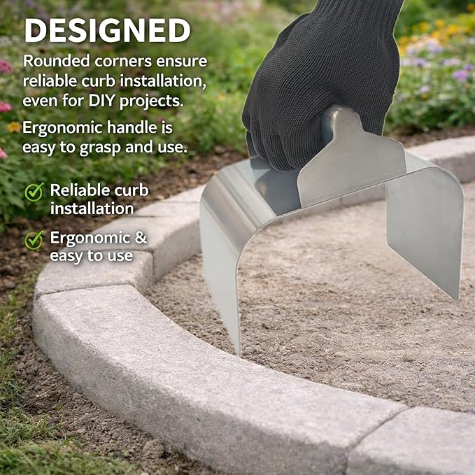 Landscape Curb Trowel Edger, Curb It Yourself, Curb and Gutter Shape Maker, Concrete Curb Trowel, Rectangular trimmer - 4" x 6" x 4" (Slope Curb It Yourself)