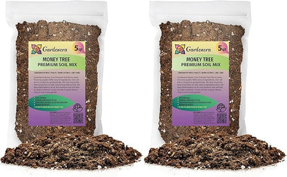 GARDENERA Premium Soil Blend for Money Trees - 10 Quart - Perfect for Growing and Repotting Guiana Chestnut (2 Bags of 5 Quart)