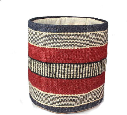 Jute Planter Basket Woven Basket for 10" Flower Pot Floor Indoor Planters, 12” x 12” Storage Organizer Basket Rustic Home Decor, Boho Storage Earth-Friendly Planter (12x12 inches, Black Strip 30)