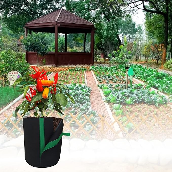 5Pcs Grow Bag, 1/2Gallon Fabric Raised Garden Bed Reusable Large Plant Pots Cloth Raised Garden Bed Rectangle Durable Fabric Raised Planting Bed Fabric Containers Planting Bag
