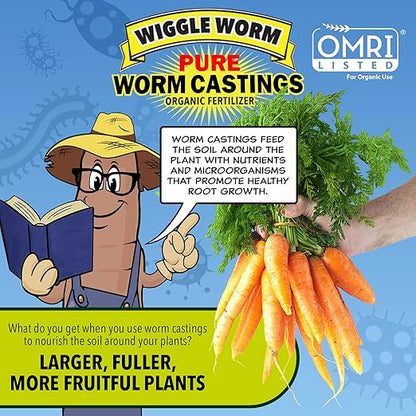 100% Pure Organic Mineral-Dense Worm Castings Fertilizer in Resealable Zipper Pouch, 4.5lbs - Improves Soil Fertility and Aeration for Growing Better Houseplants, Vegetables, and More